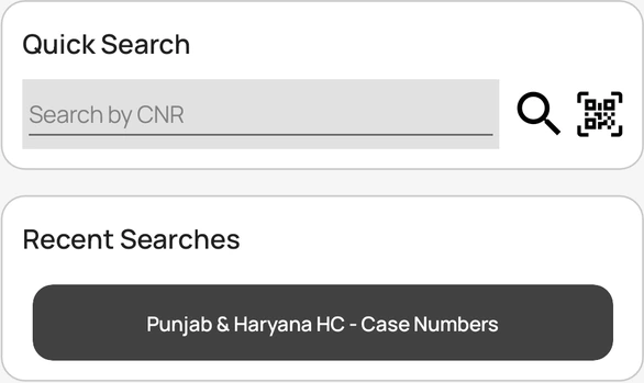Quick Search by CNR and Recent Searches on the Search tab